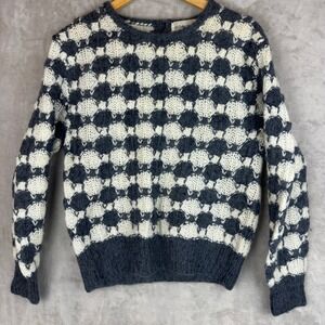JH Collectibles Kid Mohair Wool Sweater Womens Medium Blue White Hong‎ Kong Knit